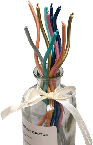 Miniatura 6 de Juego de velas de cumpleaños Twisty, velas metálicas coloridas de bobina rizada, juego de velas largas y delgadas para boda, suministros para Dorado