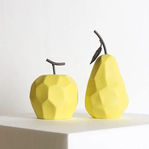 Miniatura 9 de BESPORTBLE Figuras de frutas de cerámica Escultura geométrica de manzana Escultura de cerámica Fruta de cerámica para el hogar Pantalla de cerámica