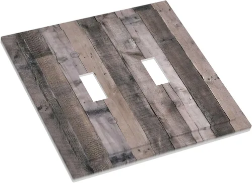 Miniatura 495 de Placa Decorativa de Pared de Granja Rústica con Cuerno de Madera para Puerta de Granero 1 Banda Duplex Cubiertas de Toma Eléctrica Soltera