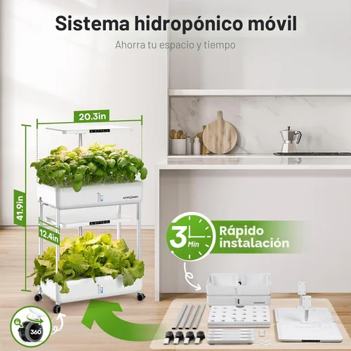 Miniatura 6 de Ahopegarden Sistema de cultivo hidropónico para jardín interior, 44 vainas de germinación de jardín de plantas y hierbas con luz LED de crecimiento