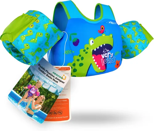 Miniatura 12 de AEOCOO Flotador Saltador de Charco 20-30-50-60-70 Libras, Chaleco de Natación para Niños Pequeños de 1-3-5-6-9 Años, Flotadores de Piscina