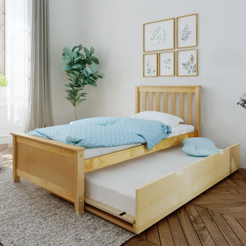 Miniatura 20 de Max & Lily Cama individual, base de cama con cabecera para niños con cajón deslizable, rejilla, color nogal