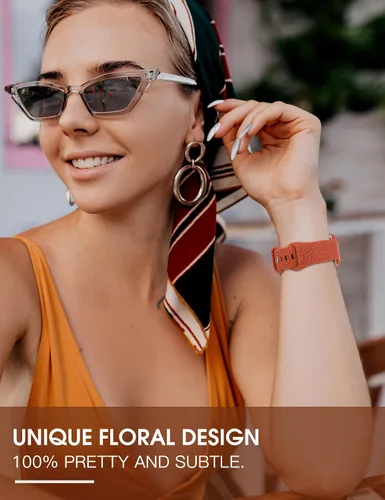 Miniatura 5 de TOYOUTHS Correa deportiva de silicona suave y elegante con estilo bohemio y grabado compatible con Apple Watch Band de 42/44/45/46/49mm para mujeres