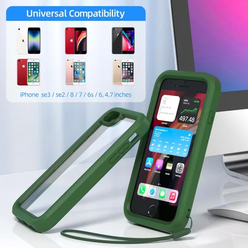 Miniatura 2 de WXR Funda para iPhone SE 2022/2020, iPhone 8/7/6S/6, parachoques de silicona suave y parte trasera e interior de policarbonato duro transparente
