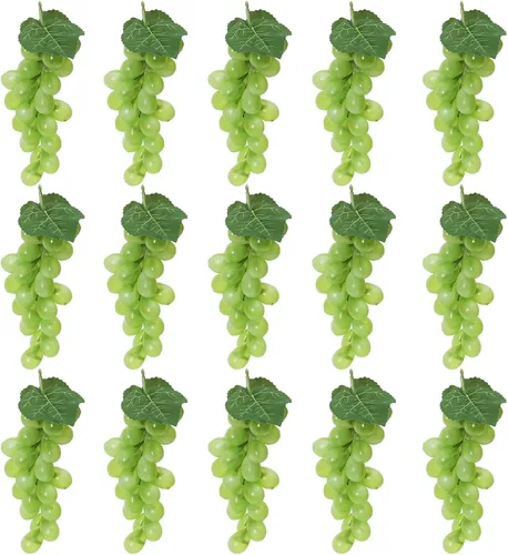 Miniatura 8 de 5 racimos de uvas falsas de goma, paquetes de uva falsa para el hogar, casa, cocina, fiesta, boda, fotografía, decoración, color negro