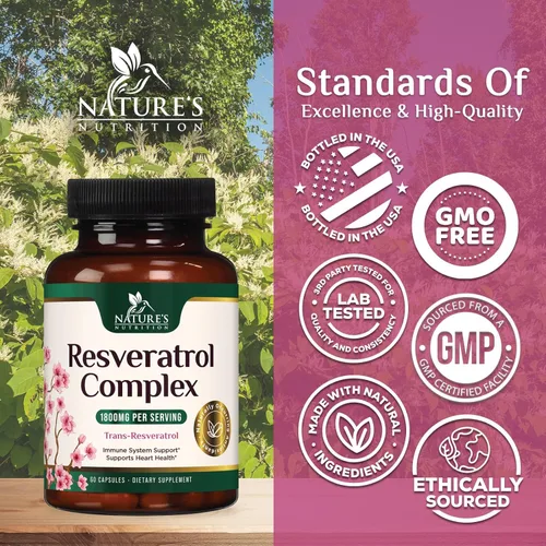 Miniatura 4 de Suplemento de resveratrol – 1800 mg por porción mezcla de resveratrol extra fuerte – Mezcla antioxidante para un envejecimiento saludable, salud