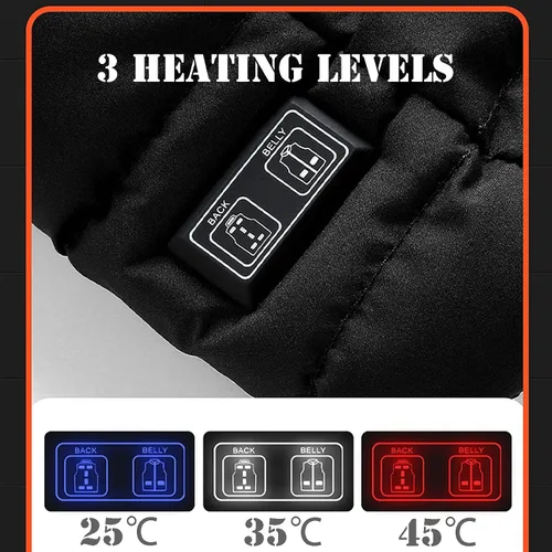 Miniatura 2 de Chaleco con calefacción, chaleco eléctrico USB, chaleco ligero y cálido para hombres con control de doble interruptor, 9 zonas de calefacción