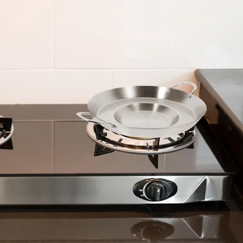 Miniatura 10 de Hemoton Sartén mexicana cóncava de acero inoxidable de 19.7 pulgadas para freír y freír compatible con cocinas de gas y de inducción