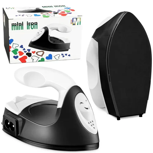 Mini plancha para manualidades – Mini plancha de manualidades negra para parches, costura y acolchado con placa térmica de cerámica y cable largo de
