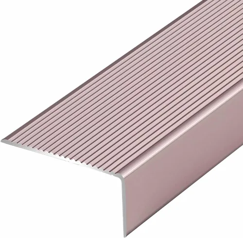 Miniatura 9 de ZIMGOD Tira protectora de borde de metal, borde antideslizante para escaleras, umbral de tira de transición en forma de L, borde de vinilo laminado
