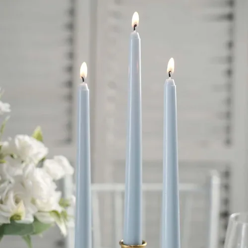 Miniatura 2 de Efavormart - Paquete de 10 velas cónicas de 10 pulgadas, diseño de cera de alta calidad, color azul polvoriento, velas sin perfume Azul empolvado