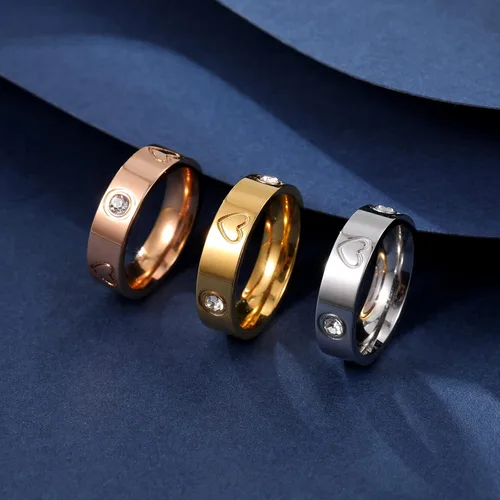 Miniatura 7 de 3PCS Love Friendship Rings for Women Girl 18K Gold Silver Rose Plated Cubic Zirconia Titanium Steel Promise Ring Wedding Band Jewelry Birthday Gifts