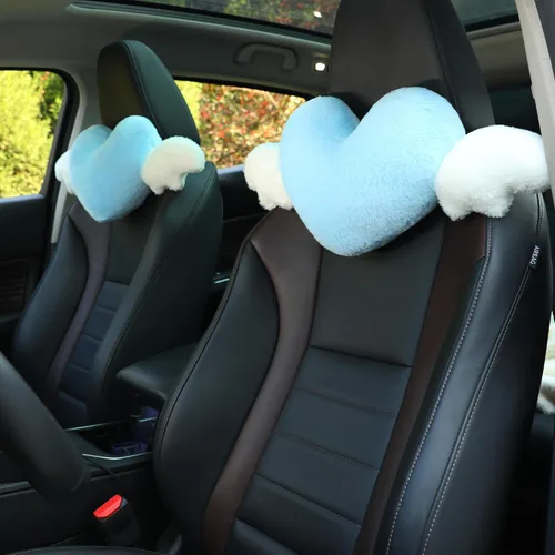 2 Pack de almohadas para reposacabezas en forma de corazón con alas de ángel - Cómodas y suaves almohadas para el cuello, accesorios para autos