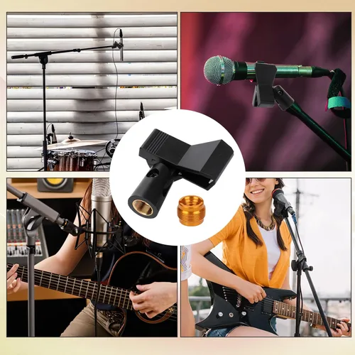 Miniatura 6 de 2 clips de micrófono, clip de montaje de micrófono ajustable, clip de soporte de micrófono, soporte de abrazadera de micrófono con adaptador macho