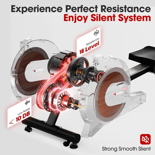 Miniatura 4 de Wenoker Rowing Machine for Home, Magnetic Rower Machine, 350 LB Weight Capacity, 16-Level Silent Resistance Row Machine for Gym Exercise Full-Body