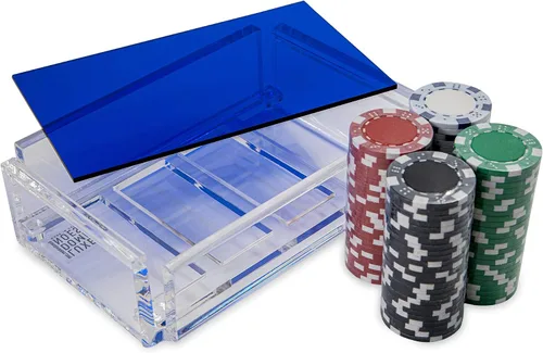 Miniatura 4 de La Ficha - Juego de fichas de póquer, 100 fichas resistentes y resistentes, incluye 4 fichas de color para jugar, caja de acrílico hecha a mano