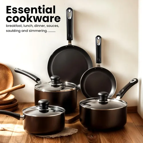 Miniatura 5 de KICHLY Juego de 8 Piezas de Ollas y Sartenes, Juego de Utensilios de Cocina Antiadherentes, Sartenes para Inducción de 20cm, 28cm, Cacerola