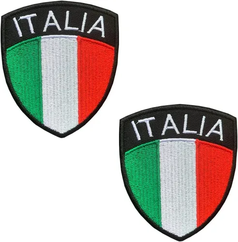 2 piezas de parche de bandera de escudo de Italia bordado, apliques bordados para coser en escudo italiano, emblema nacional para chaquetas, jeans,