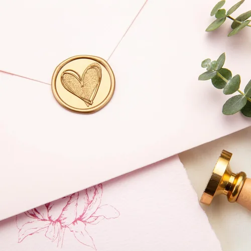 Miniatura 5 de 50 calcomanías de sello de cera de oro antiguo esmerilado de corazón para bodas, cumpleaños, baby shower, Acción de Gracias, invitación, negocio
