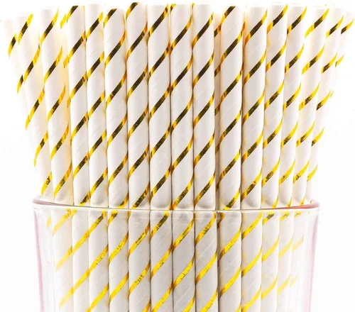 Miniatura 40 de Paquete de 150 pajitas de papel biodegradables con lunares rojos de 4 capas (compostables, no tóxicas, sin BPA)