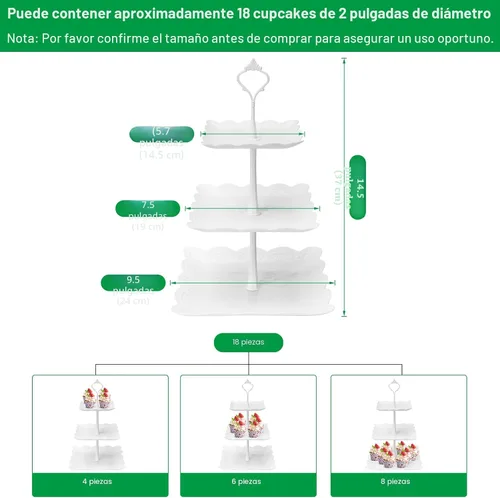 Miniatura 3 de Coitak Soporte para cupcakes de 3 niveles, soporte de plástico escalonado, bandeja cuadrada para postres para fiestas de té, cumpleaños y bodas