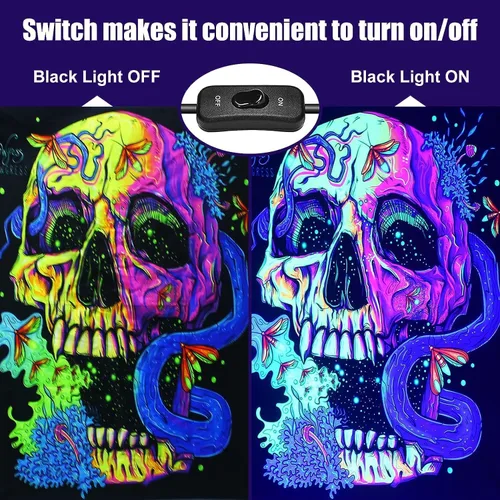 Miniatura 3 de Barras de luz negras de 50 W, impermeables, portátiles, 395-405 nm, luces negras LED UV con enchufe+interruptor de encendido/apagado+cable de 5 pies