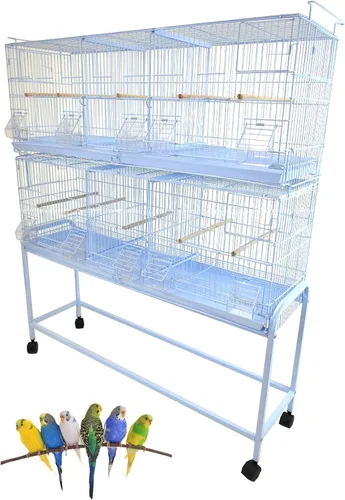 Miniatura 16 de Combo: Blanco Lote de 4 Criadores de Pila y Cerradura Criador Bird Flight Loro Jaulas Lateral Cría Caja Nido Puerta Divisor Extraíble con Soporte