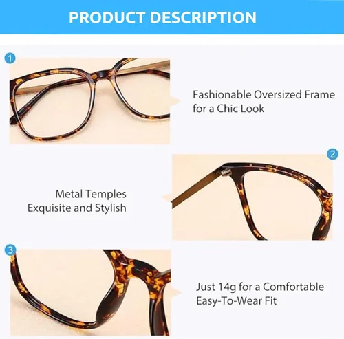 Miniatura 5 de Firmoo - Gafas de bloqueo de luz azul de gran tamaño para mujeres/hombres, anteojos de computadora de marco cuadrado grande para pantallas