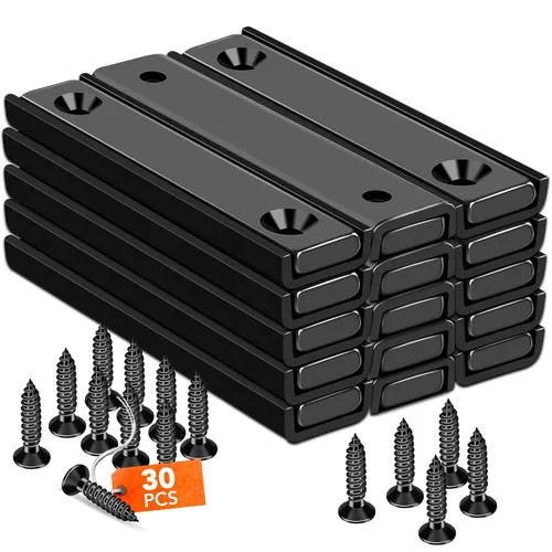 TRYMAG Imanes rectangulares de neodimio de 80 libras, 2.362 x 0.531 x 0.197 in, barra negra fuerte con agujero avellanado y cápsula de acero, imanes