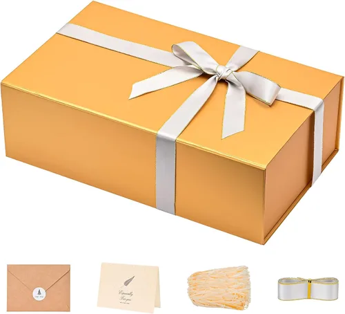 Miniatura 44 de LIFELUM Caja de regalo de 13.5 x 10 x 4 pulgadas, caja de regalo grande con tapas magnéticas, cajas de regalo negras para regalos de graduación
