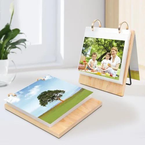 Miniatura 3 de ZEEYUAN Marco de Fotos de Escritorio de 4x6 Pulgadas Álbum de Fotos Giratorio sobre Soporte con 60 Bolsillos, Regalo del Día de las Madres para Mamá