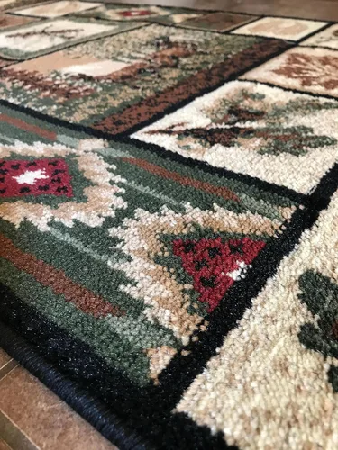 Miniatura 6 de Alfombra de pasillo estilo cabaña, estilo rústico, nativo americano, occidental, oso, alce, ciervo, vida silvestre, cabaña, diseño nativo 386