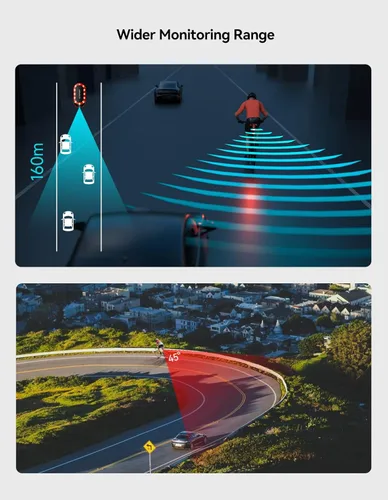 Miniatura 2 de iGPSPORT SR Mini Luz de Radar para Bicicleta, Distancia de Monitoreo 160M, Vida de Batería 20H, Luz Trasera de Freno Intermitente Impermeable