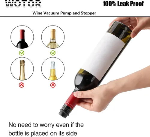 Miniatura 3 de WOTOR Tapones de vino - Protector de vino al vacío, conservador y sellador (negro, 24 piezas)
