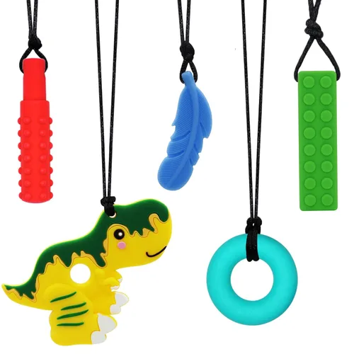 Collares masticables para niños sensoriales, collar masticable sensorial para niños y niñas con autismo, TDAH, SPD, masticación, dentición, juguetes