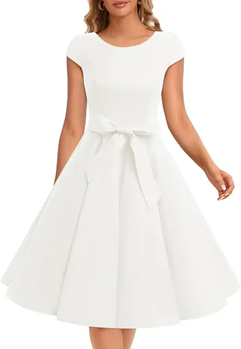 Miniatura 4 de Dressystar - Vestidos clásicos de fiesta con mangas casquillo, estilo Rockabilly y retro de la década de 1950