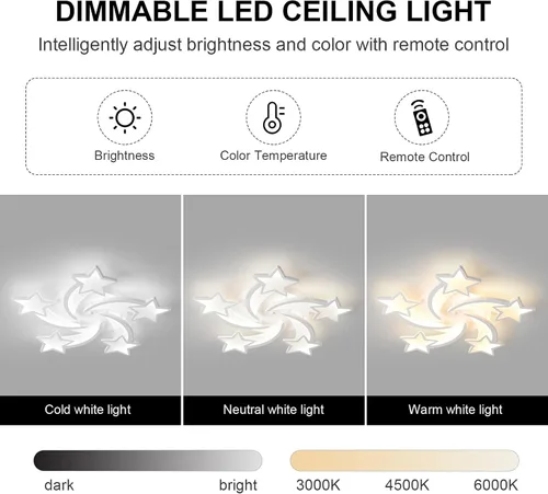 Miniatura 4 de JAYMP Lámpara de techo en forma de flor regulable moderna lámpara de techo con control remoto LED para dormitorio, sala de estar, comedor