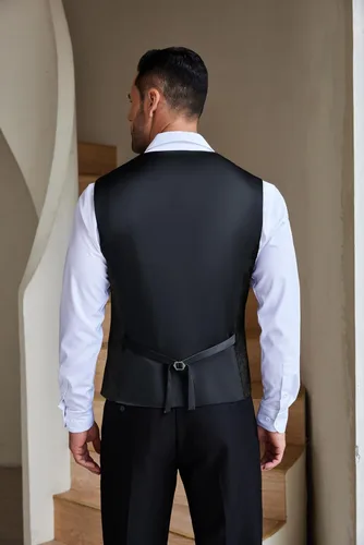 Miniatura 3 de COOFANDY Chaleco de traje casual para hombre, chaleco formal ajustado para negocios, chaleco de deshierbe