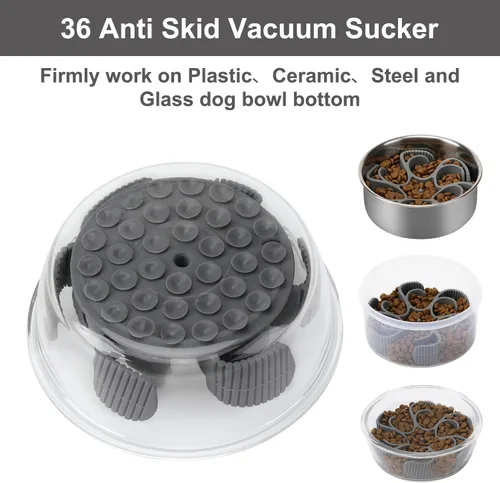 Miniatura 5 de Anipaw Cuencos de alimentación lenta para perros Inserto de alimentador de comida para mascotas de espiral de silicona para ralentizar la Gris
