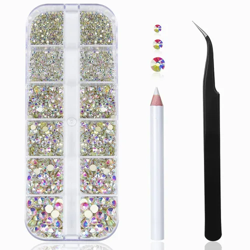 Miniatura 15 de 2400 diamantes de imitación para arte de uñas, gemas de diamantes de imitación rojos con parte trasera plana, cristal redondo, siam, 6 tamaños