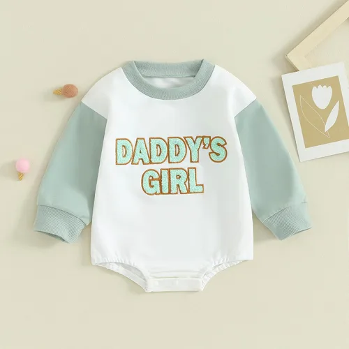 Miniatura 2 de Ropa de bebé recién nacida, ropa para niña con estampado de papi, sudadera bordada, mameluco de manga larga