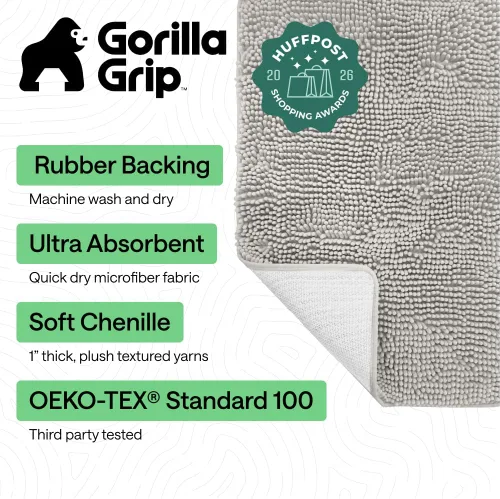 Miniatura 133 de Gorilla Grip - Tapete de baño de felpilla gruesa, suave y absorbente, secado rápido, de microfibra, con reverso de caucho, para piso de ducha, Nube