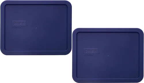 Pyrex 7211-PC - Tapa de repuesto para almacenamiento de alimentos de 6 tazas, azul, rectangular (paquete de 2) - Fabricado en EE. UU