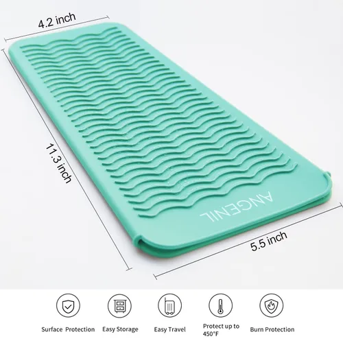 Miniatura 3 de ANGENIL Alfombrilla de silicona para rizador, resistente al calor para viajes, plancha plana de doble voltaje, alisadora de pelo, varita giratoria