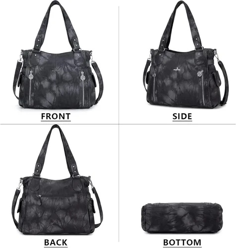 Miniatura 3 de Angel Kiss Bolsos para mujer con tiras en la parte superior, bolso estilo Hobo, bolsas de hombro espaciosas y casuales, cartera estilo Tote de PU
