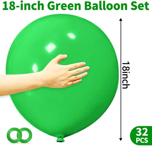 Miniatura 3 de 32 globos verdes grandes de 18 pulgadas, globos redondos de látex grandes para decoración de cumpleaños y bodas (verde oscuro)