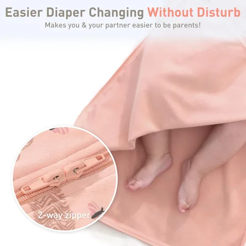 Miniatura 4 de Saco de dormir de algodón orgánico para recién nacido, saco de dormir de transición para bebé, mangas arriba, puños de manopla, paquete de 2