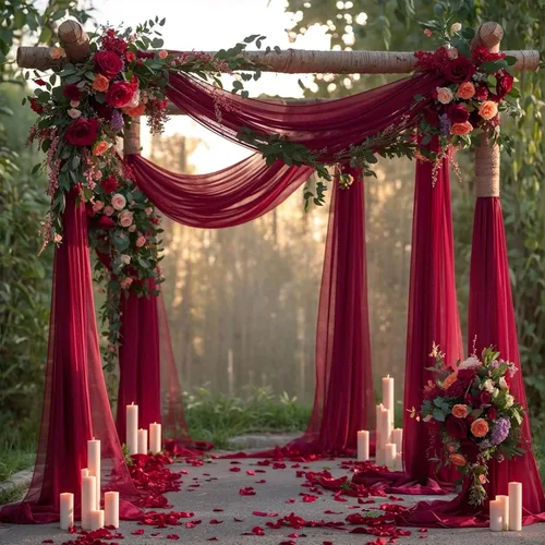 Miniatura 9 de Tela drapeada para arco de boda de 28 x 19 pies, telón de fondo de tela de gasa transparente, 1 panel de cortinas de rosa polvorienta para Cortina