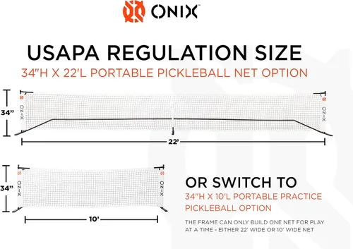 Miniatura 2 de ONIX Pickleball 2 en 1 Juego de red portátil de tamaño reglamentario y red de práctica incluye estuche de transporte con ruedas