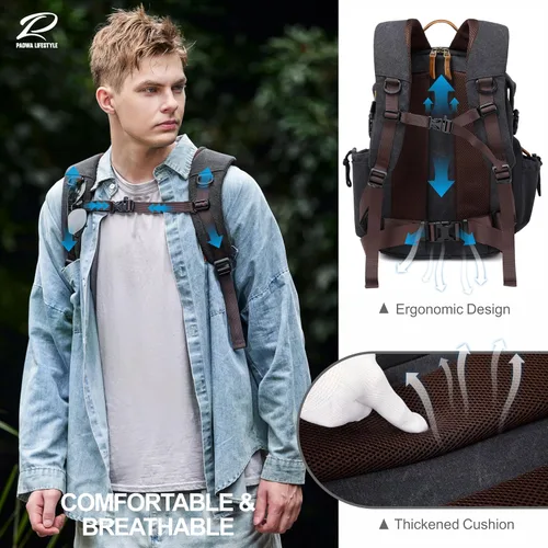 Miniatura 5 de Padwa Lifestyle Mochila negra para cámara – Bolsa profesional para cámara DSLR y UAV, mochila de lona antirrobo para cámara con cubierta